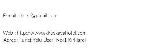 Akku Kaya Hotel telefon numaralar, faks, e-mail, posta adresi ve iletiim bilgileri